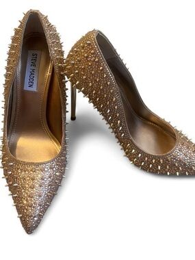 Steve Madden Gold Crystal & Spike Stiletto Pumps